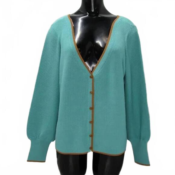 ETCETERA Sweaters - NEW ETCETERA women's seafarer v-neck long sleeve cardigan in sea blue